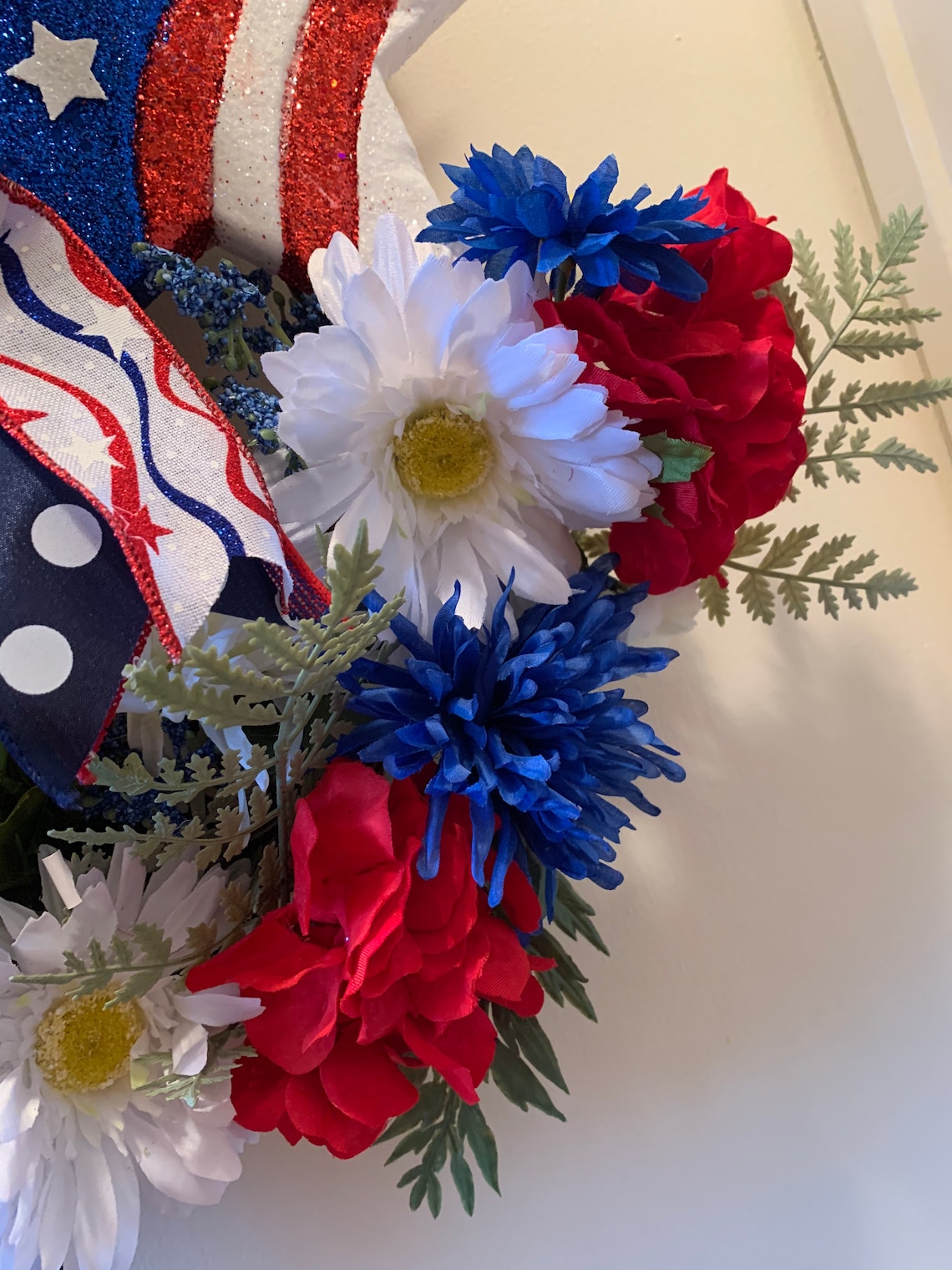 Fourth of July Door Wreath Flower Door Wreath Independence  Etsy