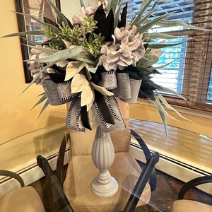Artificial Hydrangea Table Centerpiece: Gray Floral Arrangement