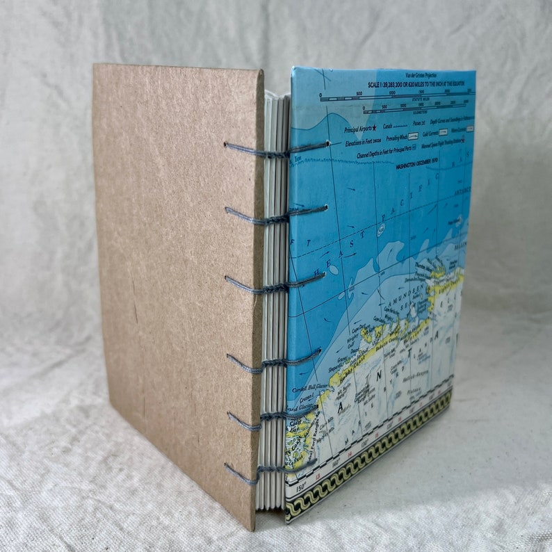 Antartica Travel Journal Handmade Travel Journal Handmade Vintage Map Journal Recycled Junk Journal image 9