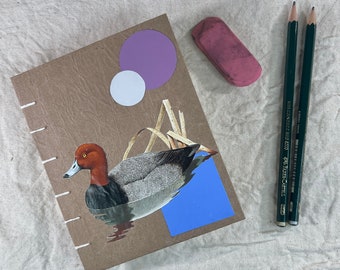 Handmade Bird Journal - Redhead Duck Journal - Notebook for Birder - Handmade Nature Journal