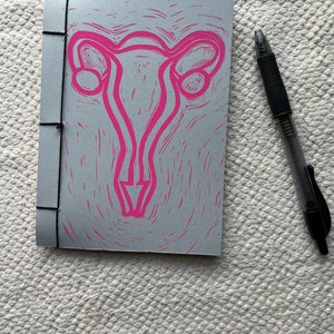 Uterus Menstrual Cycle My Body My Choice Pocket Sized Handmade Notebook, Handmade Journal, Handmade Sketchbook image 3