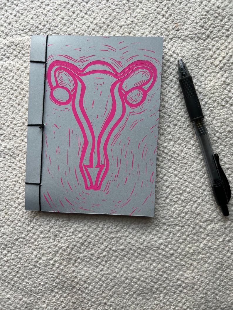 Uterus Menstrual Cycle My Body My Choice Pocket Sized Handmade Notebook, Handmade Journal, Handmade Sketchbook image 3