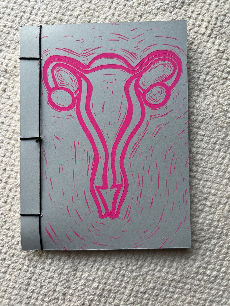 Uterus Menstrual Cycle My Body My Choice Pocket Sized Handmade Notebook, Handmade Journal, Handmade Sketchbook image 2