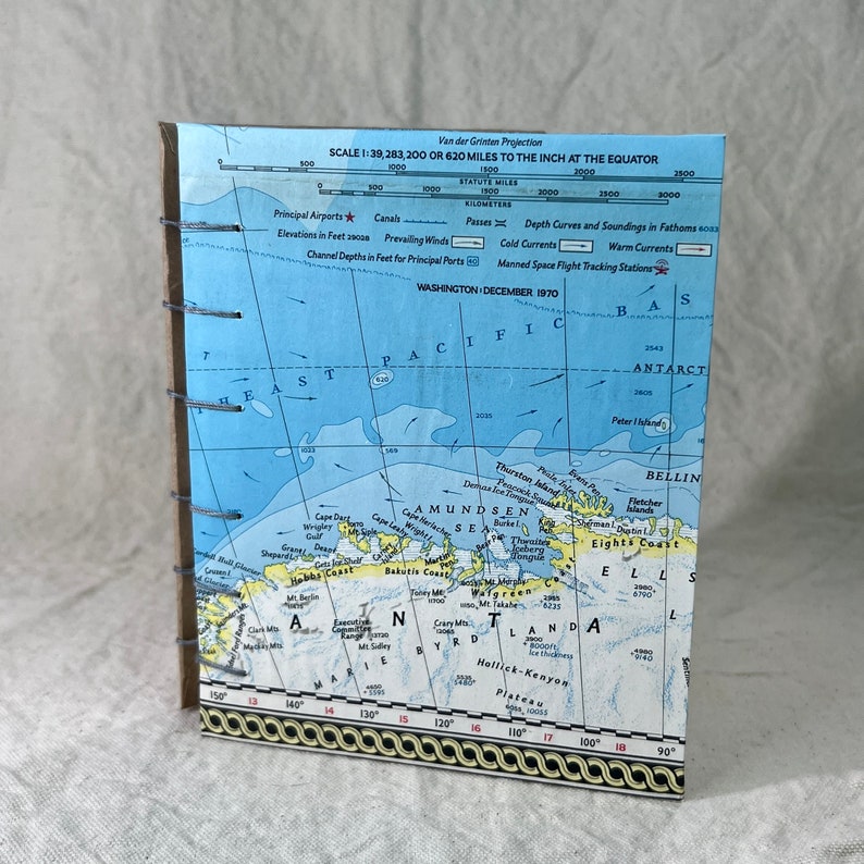 Antartica Travel Journal Handmade Travel Journal Handmade Vintage Map Journal Recycled Junk Journal image 5