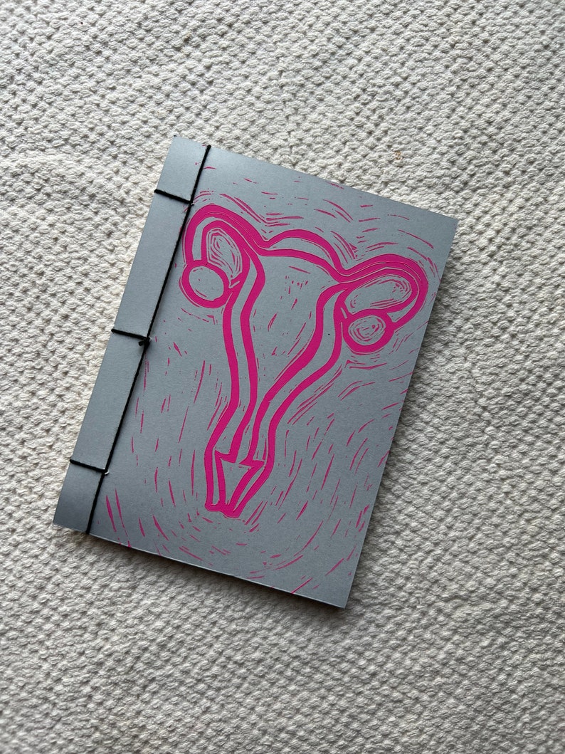 Uterus Menstrual Cycle My Body My Choice Pocket Sized Handmade Notebook, Handmade Journal, Handmade Sketchbook image 1