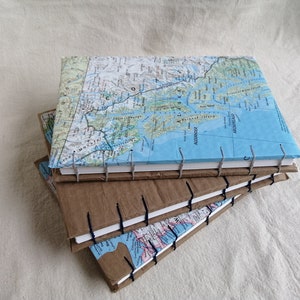 Custom Made to Order Map Travel Journal Notebook, Medium