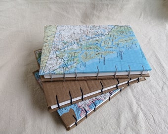 Custom Made to Order Map Travel Journal Notebook, Medium