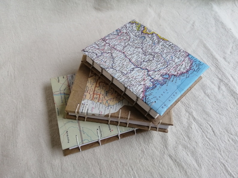 Custom Made to Order Map Travel Journal Notebook, Small image 1