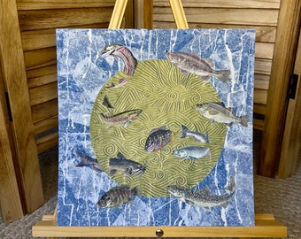 Fisch des Ontariosees Druck *VORBESTELLUNG* -- Fischdruck -- Collagenkunst -- Naturdruck -- Wasserdruck -- Fine Art Print -- Wandkunst