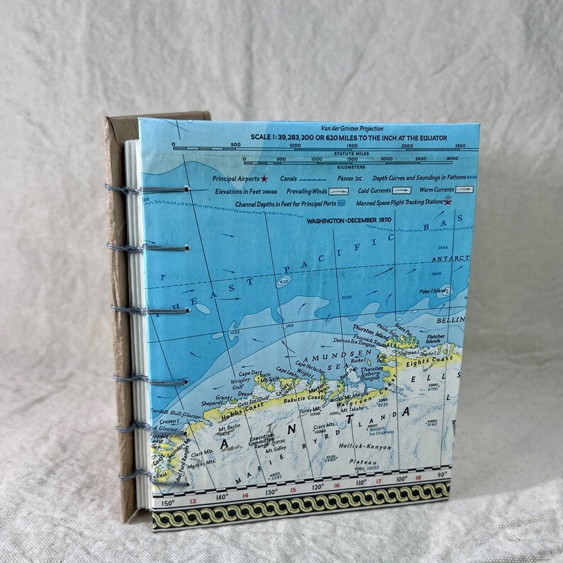 Antartica Travel Journal Handmade Travel Journal Handmade Vintage Map Journal Recycled Junk Journal image 8