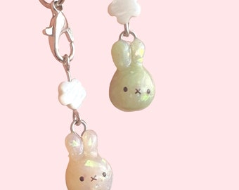 Miffy phone charm handmade sparkly crystal clay charm