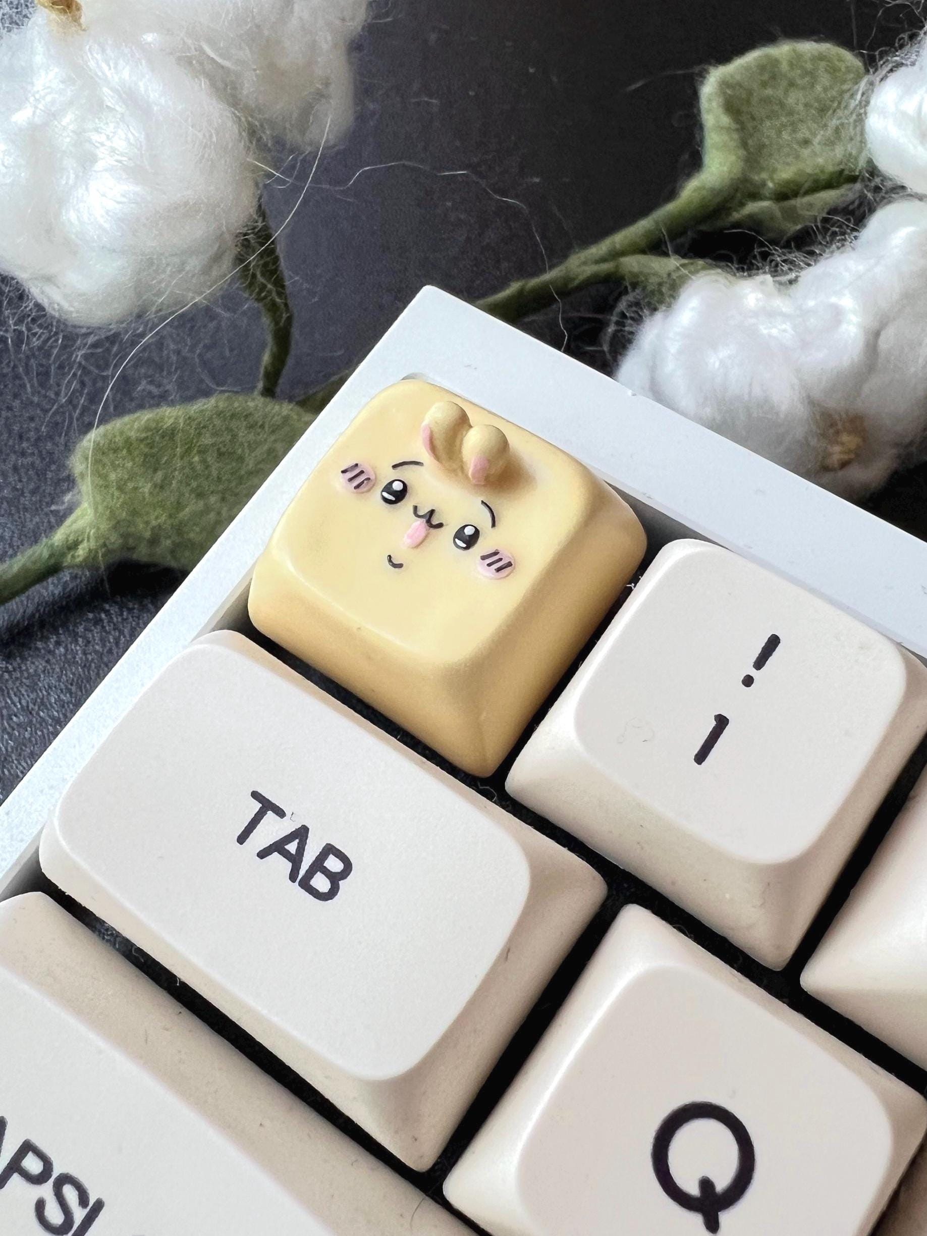 RK  Kludge メカニカルキーボード ちいかわうさぎキーキャップ うさぎキーキャップ 黄色いウサギ ちいかわ 手作り粘土職人による