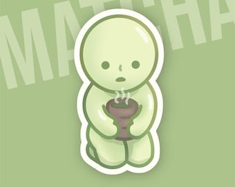 Smiski matcha tea green guy waterproof vinyl sticker