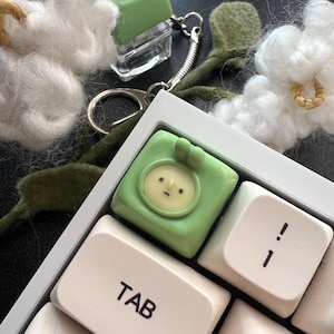 Smiski keycap handmade artisan clay bunny hat smiski for mechanical keyboards