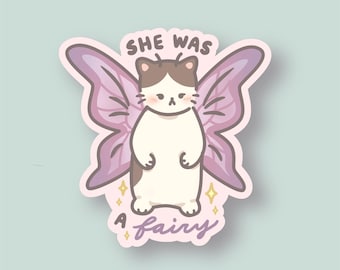 She was a fairy cat fairy sticker vinyl waterproof