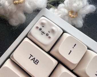 Chiikawa keycap white bear handmade artisan clay keycap for mechanical keyboards