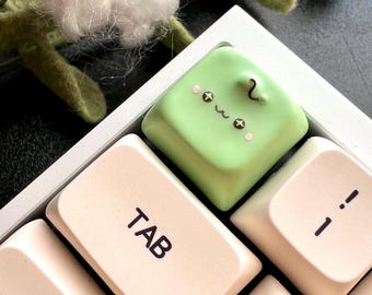 メイプルストーリー風グリーンスライムキーキャップ（手作り粘土製