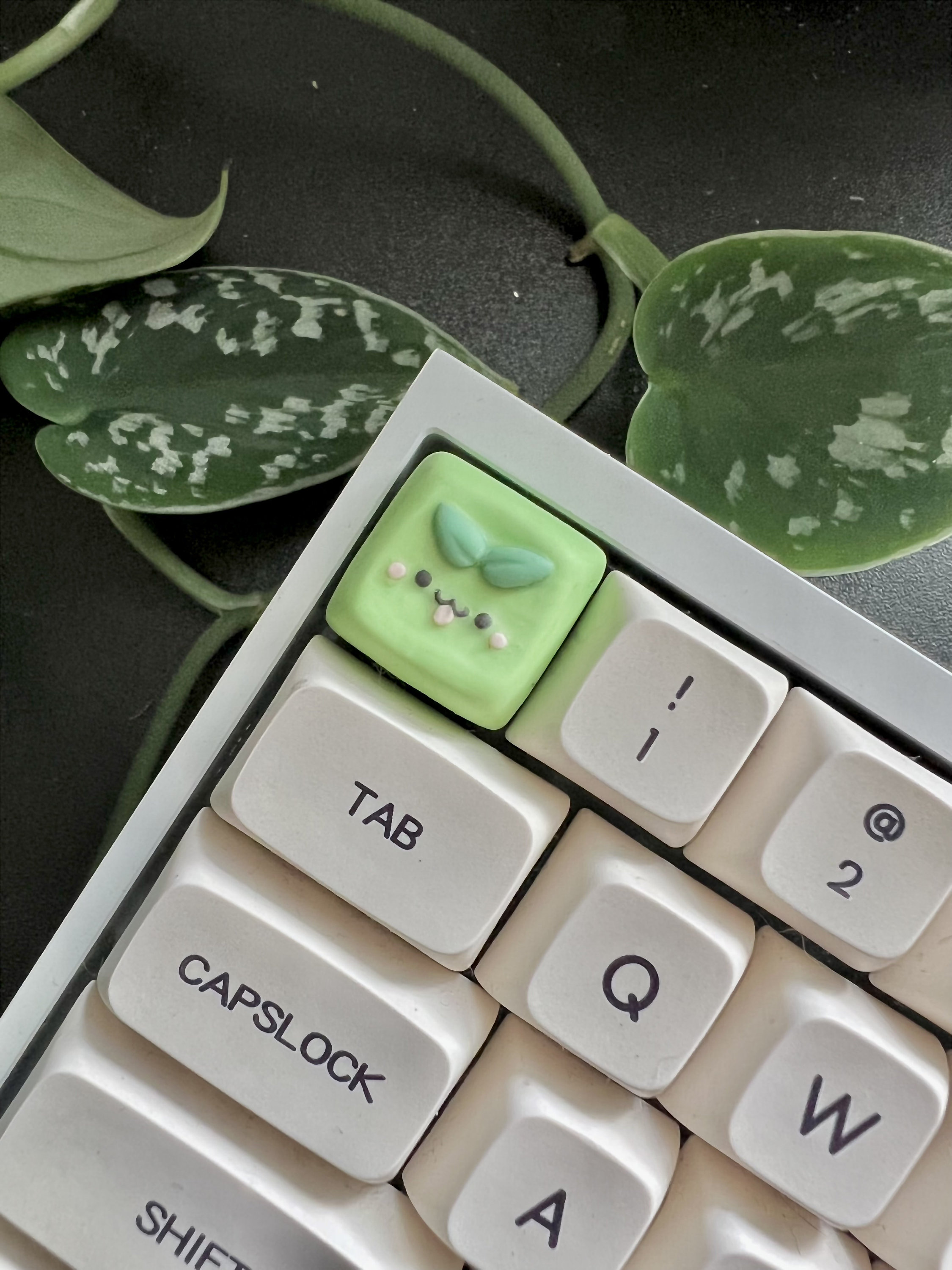 はなさん専用　Keykobo Motosu Lake キーキャップ Mokoko キーキャップ グリーンスプラウト ハンドメイド 職人粘土製キー
