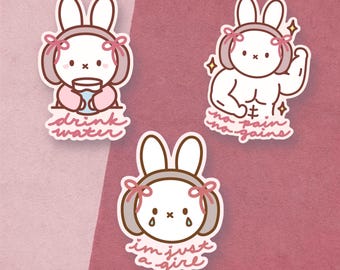 Coquette miffy white bunny waterproof vinyl stickers