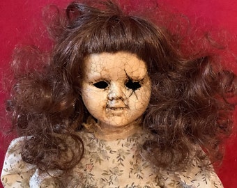 18” Meg  OOAK  scary creepy spooky  gothic upcyled  porcelain horror doll