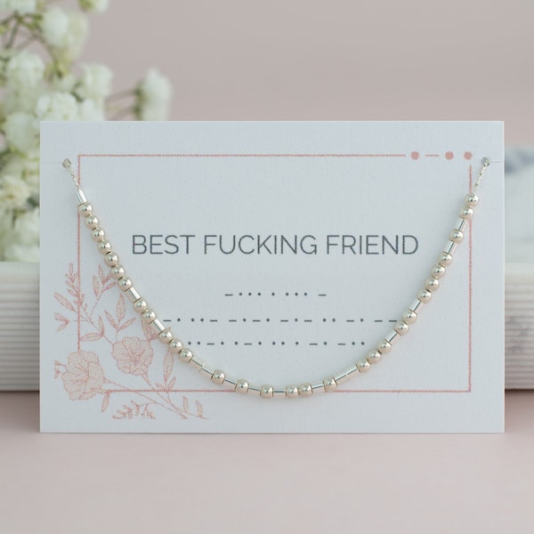 BFF ketting, beste vriend sieraden, morsecode sieraden, vriendschap cadeau, godslastering bericht, vloeken in code, sterling zilver, goud gevuld