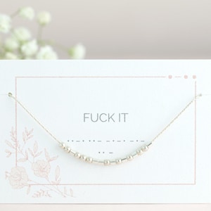 Fuck It morsecodeketting, fuck you, fuck off, zinvolle boodschap, godslastering sieraden, vloekwoord ketting, vloekwoord ketting