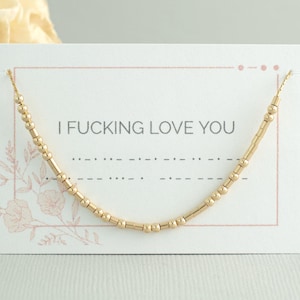 I Fucking Love You Morse Code Necklace,  secret message 143, Love Necklace, Girlfriend Jewelry Gift, Sterling Silver, Gold Filled
