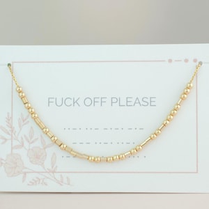 Rot op alsjeblieft morsecode ketting, vloekwoord sieraden, bericht vrouwelijke empowerment, BFF verjaardagscadeau voor vriend vriendin moeder vrouw