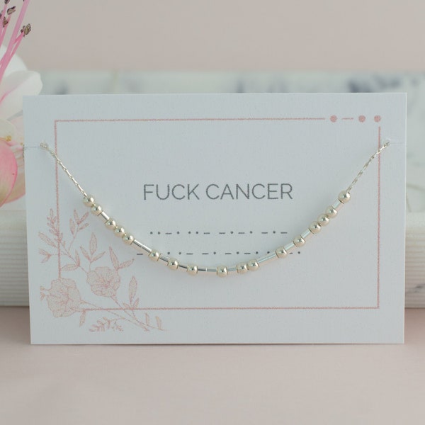 Fuck Cancer, Profanity Jewelry, Curse Word Jewelry, Morse Code Necklace, Mature Hidden Message, Sterling Silver, Gold Filled