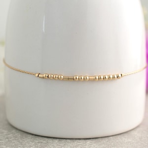 Personalized Morse Code Bracelet, Swear Word Jewelry, Hidden Message, Dainty Chain Bracelet, Sterling Silver, Gold Filled