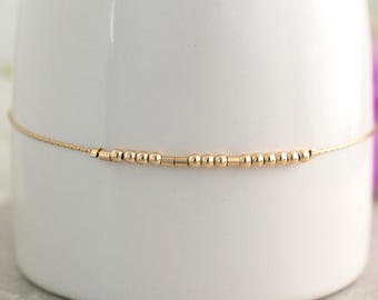 Personalized Morse Code Bracelet, Swear Word Jewelry, Hidden Message, Dainty Chain Bracelet, Sterling Silver, Gold Filled