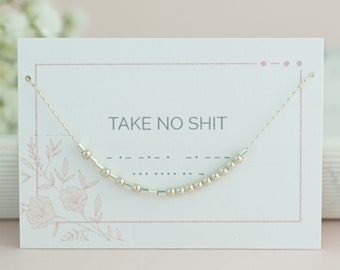 sterling silver and crystal naughty gifts Swear word Morse code necklace