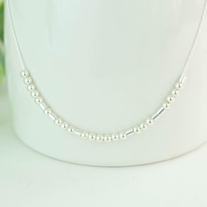 Custom Silver Morse Code Necklace, Secret Hidden Message Jewelry, Word of the Year, Perfect Mother's Day or Friendship Gift, Name Necklace