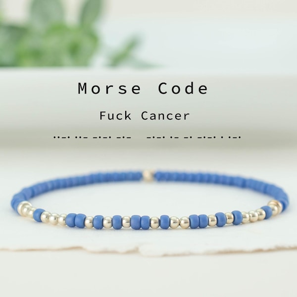 Fuck Cancer Morse Code Bracelet, Beaded Bracelet with Hidden Message of Support