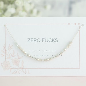 Zero Fucks morsecode ketting, godslastering sieraden, vloekwoord ketting, geheime verborgen boodschap, sterlingzilver, gold filled