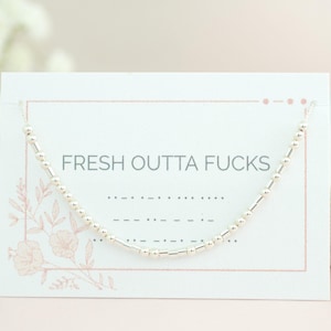 Sterlingzilveren morsecodeketting "Fresh Outta Fucks"