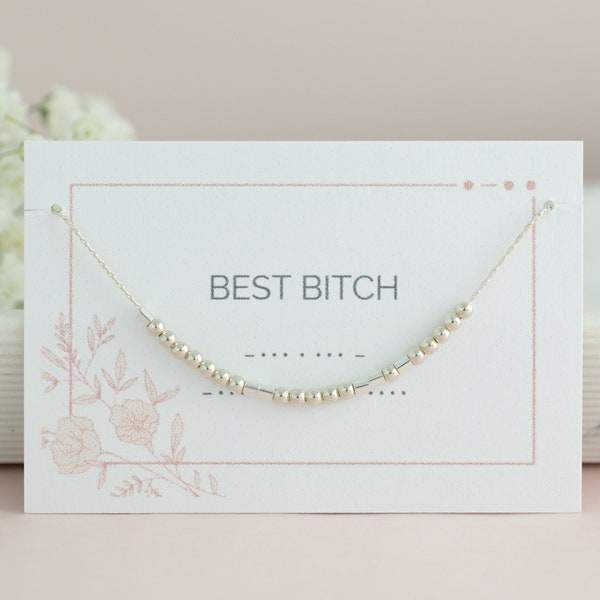 Best Bitch Morse Code Necklace, Best Friend Jewelry, BFF Girlfriend, Soul Sister, You Are My Person, Sisterhood Friendship, Badass Bitch