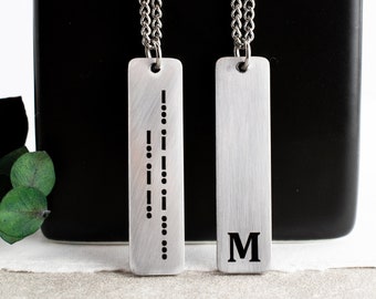 Personalized Morse Code Necklace for Dad, Badass Dad, Father's Day Gift, Birthday Gift for Father, Gift from Son Daughter, Engraved Necklace