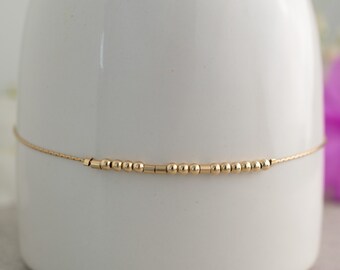 Personalized Morse Code Bracelet, Swear Word Jewelry, Hidden Message, Dainty Chain Bracelet, Sterling Silver, Gold Filled