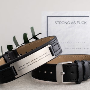 Strong As Fuck Men's Bracelet, Morse Code Bracelet, Men's Mental Health, Addiction Recovery, Gift for Fitness Trainer, Strength Training