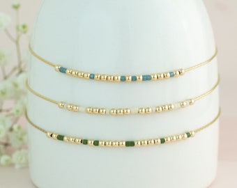 Personalized Morse Code Bracelet, Custom Name Jewelry, Custom Word Bracelet, Dainty Beaded Bracelet, Sterling Silver, Gold Filled