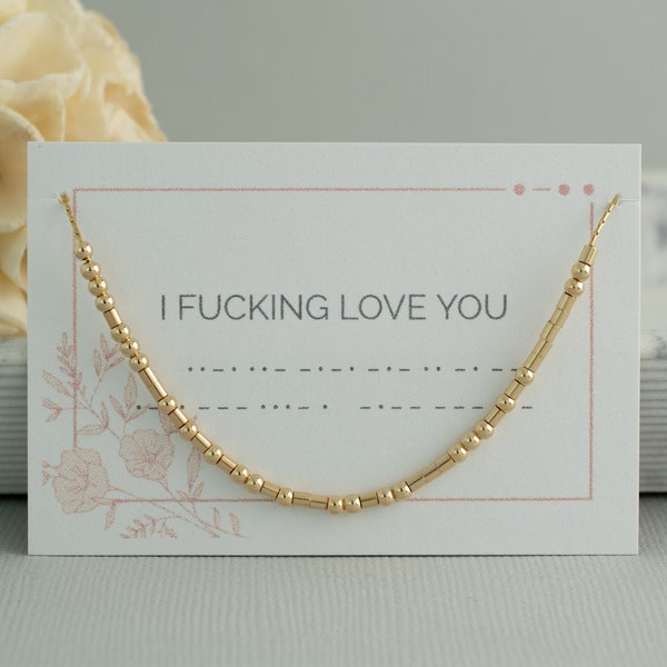 I Fucking Love You Morse Code Necklace,  secret message 143, Love Necklace, Girlfriend Jewelry Gift, Sterling Silver, Gold Filled