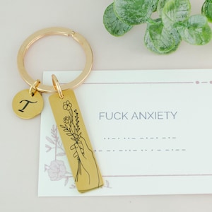 Fuck Anxiety Morsecode-sleutelhanger, Bewustzijn voor angst en geestelijke gezondheid, zelfzorgmantra om te versterken, PTSS-traumaverlichting, gepersonaliseerde initiaal