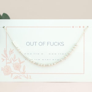 Out of Fucks morsecode ketting, vloekwoord sieraden, aanstootgevende quote ketting, sterke vrouw cadeau, sterlingzilveren ketting, goldfill ketting