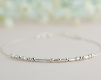 Morse Code Bracelet, Personalized Dainty Beaded Bracelet, Profanity Jewelry, Curse Word Jewelry, Sterling Silver, Gold Filled