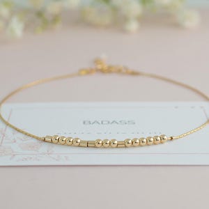 Badass Morse Code Bracelet, Dainty Chain Bracelet, BFF Jewelry Gift, Beaded Bracelet, Profanity Jewelry, Stacking Bracelet, Sterling Silver
