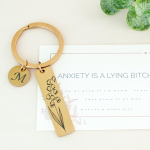 Llavero con código Morse grabado "La ansiedad es una perra mentirosa", afirmación sobre salud mental y cuidado personal, concienciación sobre TDAH, TEPT y TOC, a la mierda con la ansiedad