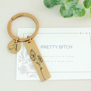 Pretty Bitch morsecode sleutelhanger, custom statement cadeau voor Boss Lady, Boss Babe, vriendin, beste vriend, badass Woman, gegraveerde sleutelhanger