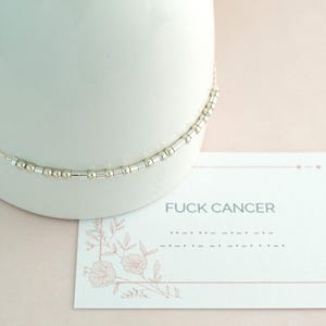 Fuck Cancer Morse Code Bracelet, Dainty Beaded Bracelet, Cancer Survivor Gift, Fighter Gift, Awareness and Support Gift, Stacking Bracelet