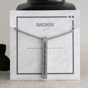 Collar de código Morse para hombres rudo, regalo para oficial militar Novio Esposo Padre Hermano, Propuesta de novio, Regalo de graduación de chico